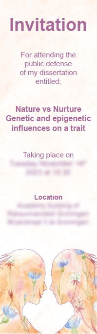 Afbeelding van een ontworpen proefschrift met omschrijving nature vs nurture